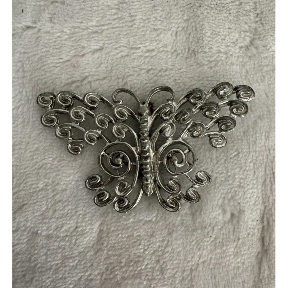 Vintage Silver-Tone Filigree BUTTERFLY Brooch/Pin